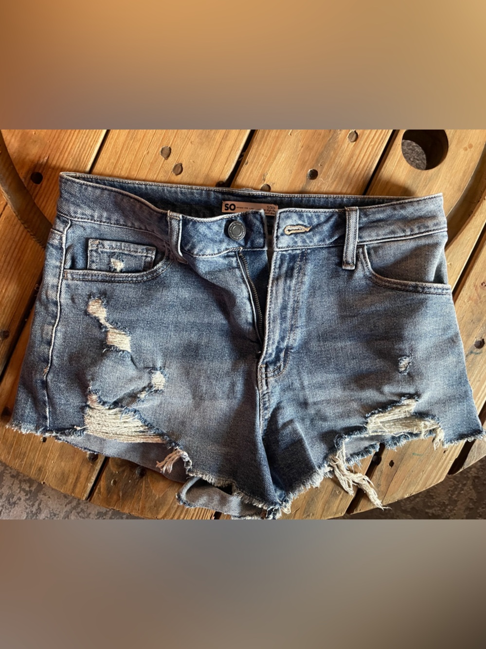 SO Blue Distressed Denim Cutoff Shorts